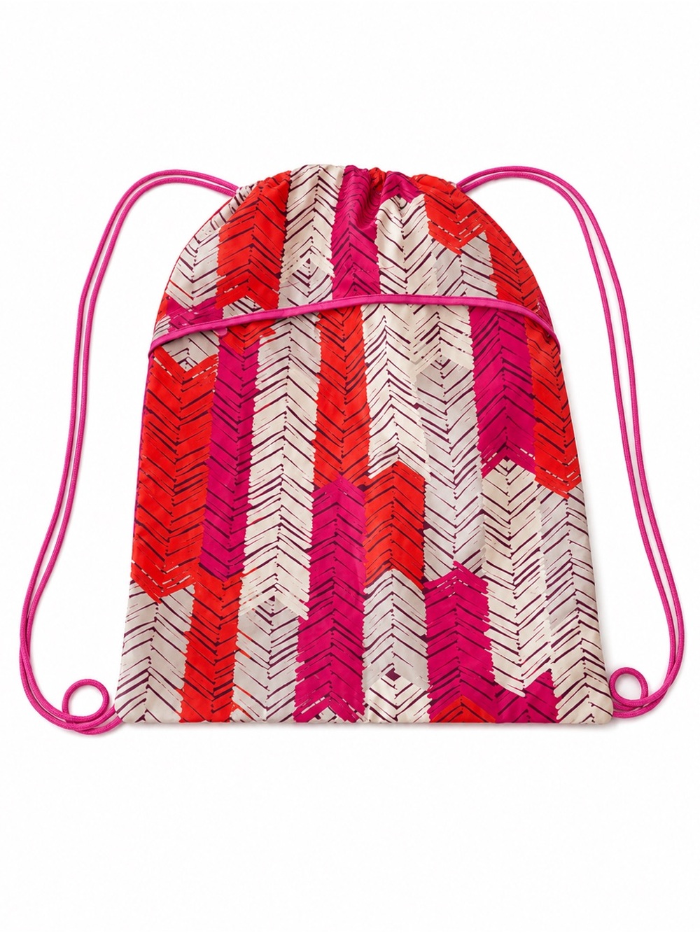 thirty-one Chevron Drawstring Backpack in Pink, Red & Cream